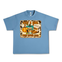 Pebble Blue just a girl who loves fall cowhide background Urban Heavy Tee - Jasminsmagicworld