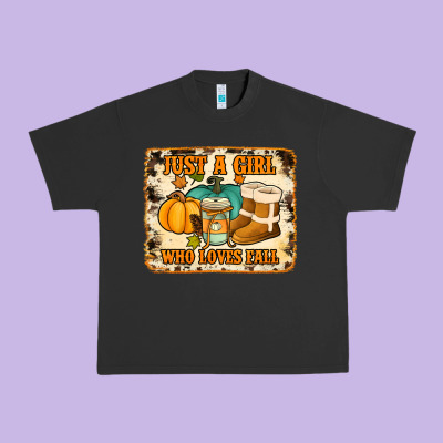 Just A Girl Who Loves Fall Cowhide Background Urban Heavy Tee Designed By Jasminsmagicworld