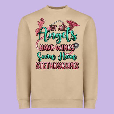 Not All Angels Have Wings Some Have Stethoscopes Heavyweight Sweatshirt Designed By Ranaportraitstore