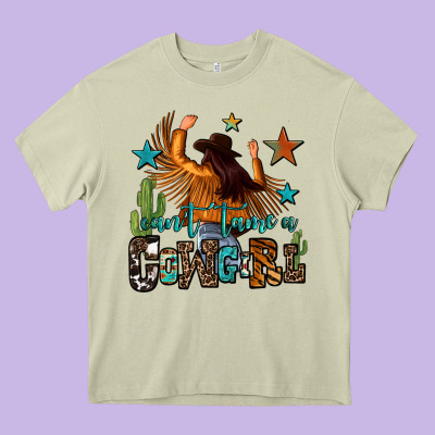 Can't Tame A Cowgirl Heavy Core Tee Designed By Oliviacreatesart