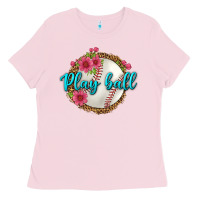 Bubblegum Pink play ball baseball Ladies Tee - BundleAndBundleShop