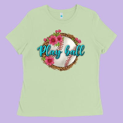 Play Ball Baseball Ladies Tee Designed By Bundleandbundleshop