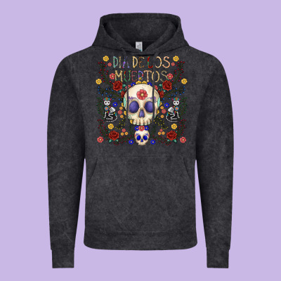 Dia De Los Muertos Vintage Hoodie Designed By Cowhidedigitalart