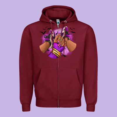 Halloween Afro Sneakers Zipper Hoodie Designed By Ranaportraitstore