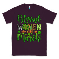 Plum St. Patrick's Blessed women are born in March Classic Tee - OliviaCreatesArt