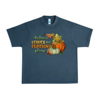 Midnight Navy autumn leaves and pumpkins please Urban Heavy Tee - BundleAndBundleShop