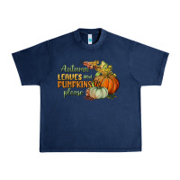 Navy autumn leaves and pumpkins please Urban Heavy Tee - BundleAndBundleShop