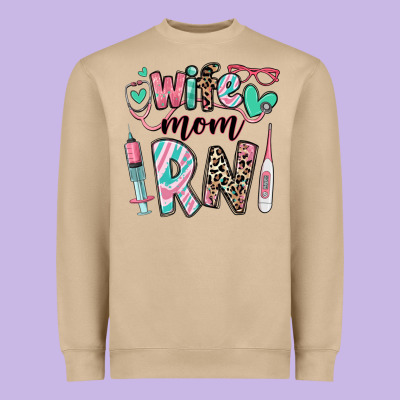 Wife Mom Rn Registered Nurse Heavyweight Sweatshirt Designed By Ranaportraitstore