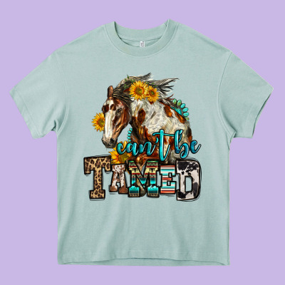 Can't Be Tamed Horse Heavy Core Tee Designed By Oliviacreatesart