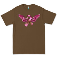Cacao Breast Cancer ribbon with angel wings Premium Tee - FaDigitalArtStudio