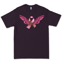 Plum Breast Cancer ribbon with angel wings Premium Tee - FaDigitalArtStudio