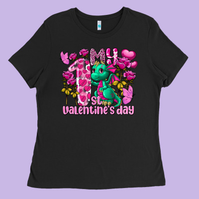 My First Valentine's Day Dragon Ladies Tee Designed By Fadigitalartstudio