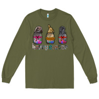 Army Green Happy Easter Long Sleeve Tee - CowhideDigitalArt