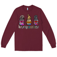 Burgundy Happy Easter Long Sleeve Tee - CowhideDigitalArt