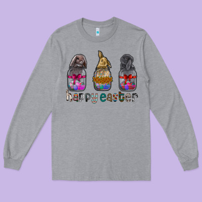 Happy Easter Long Sleeve Tee Designed By Cowhidedigitalart