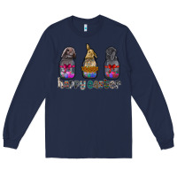 Navy Happy Easter Long Sleeve Tee - CowhideDigitalArt