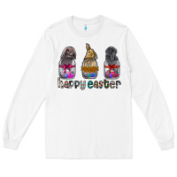 White Happy Easter Long Sleeve Tee - CowhideDigitalArt