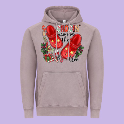 Christmas Crocin Around The Tree Vintage Hoodie Designed By Cowhidedigitalart