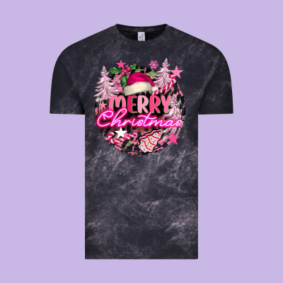 Pink Merry Christmas Vintage Tee Designed By Fadigitalartstudio