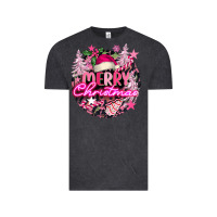 Vintage Black pink merry christmas Vintage Tee - FaDigitalArtStudio