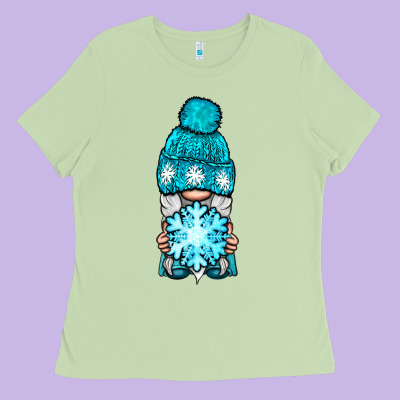 Winter Gnome With Snowflake Ladies Tee Designed By Bundleandbundleshop