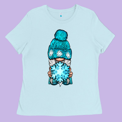 Winter Gnome With Snowflake Ladies Tee Designed By Bundleandbundleshop