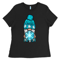 Black winter gnome with snowflake Ladies Tee - BundleAndBundleShop