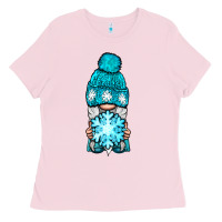 Bubblegum Pink winter gnome with snowflake Ladies Tee - BundleAndBundleShop