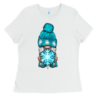 White winter gnome with snowflake Ladies Tee - BundleAndBundleShop