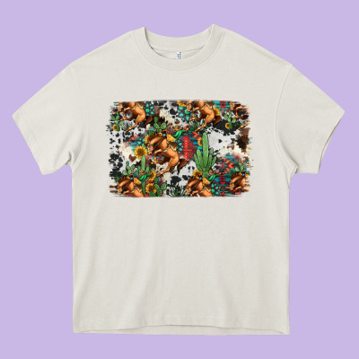 Western Rodeo Background Heavy Core Tee Designed By Jasminsmagicworld
