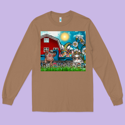 Happy Easter Long Sleeve Tee Designed By Cowhidedigitalart
