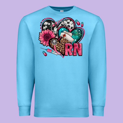 Rn Registered Nurse Hearts Premium Sweatshirt Designed By Jasminsmagicworld