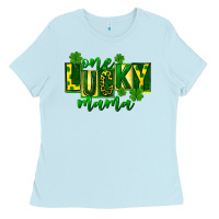 Baby Blue one lucky mama st patricks Ladies Tee - FaDigitalArtStudio