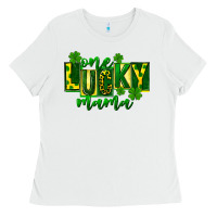White one lucky mama st patricks Ladies Tee - FaDigitalArtStudio