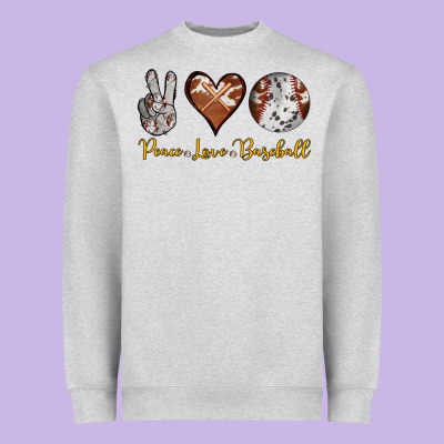 Peace Love Baseball Heavyweight Sweatshirt Designed By Ranaportraitstore