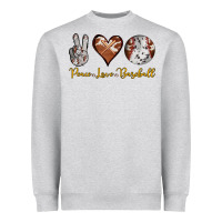 Heather Grey peace love baseball Heavyweight Sweatshirt - RanaPortraitStore