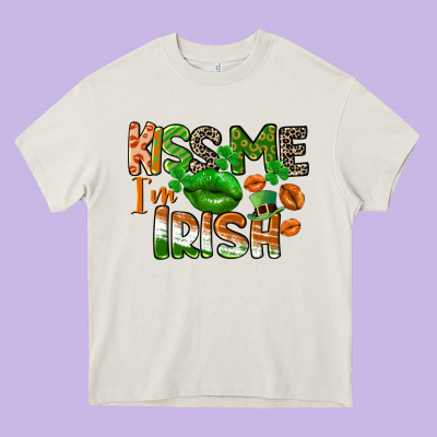 Kiss Me I Am Irish St. Patrick's Day Heavy Core Tee Designed By Cowgirlartshop