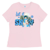 Bubblegum Pink let it snow christmas Ladies Tee - FaDigitalArtStudio