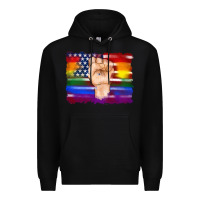 Black lgbtq flag and american flag with hand Premium Hoodie - Artiststas