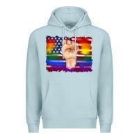 Blue Mist lgbtq flag and american flag with hand Premium Hoodie - Artiststas