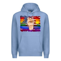 Colony Blue lgbtq flag and american flag with hand Premium Hoodie - Artiststas
