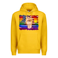 Lemon lgbtq flag and american flag with hand Premium Hoodie - Artiststas