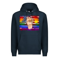 Navy lgbtq flag and american flag with hand Premium Hoodie - Artiststas