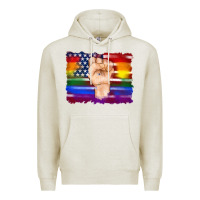 Oatmeal Heather lgbtq flag and american flag with hand Premium Hoodie - Artiststas
