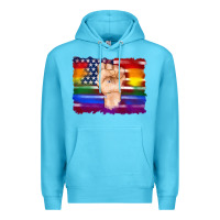 Ocean Blue lgbtq flag and american flag with hand Premium Hoodie - Artiststas