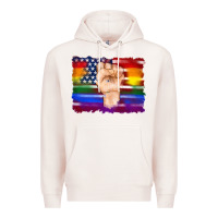Pale Pink lgbtq flag and american flag with hand Premium Hoodie - Artiststas