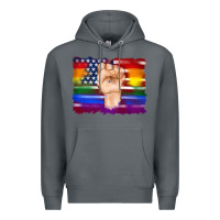 Rock lgbtq flag and american flag with hand Premium Hoodie - Artiststas
