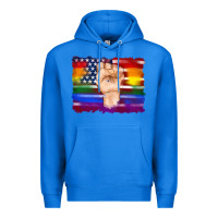 True Royal lgbtq flag and american flag with hand Premium Hoodie - Artiststas