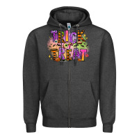 Charcoal Heather Trick or treat Zipper Hoodie - RanaPortraitStore