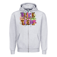 Heather Grey Trick or treat Zipper Hoodie - RanaPortraitStore